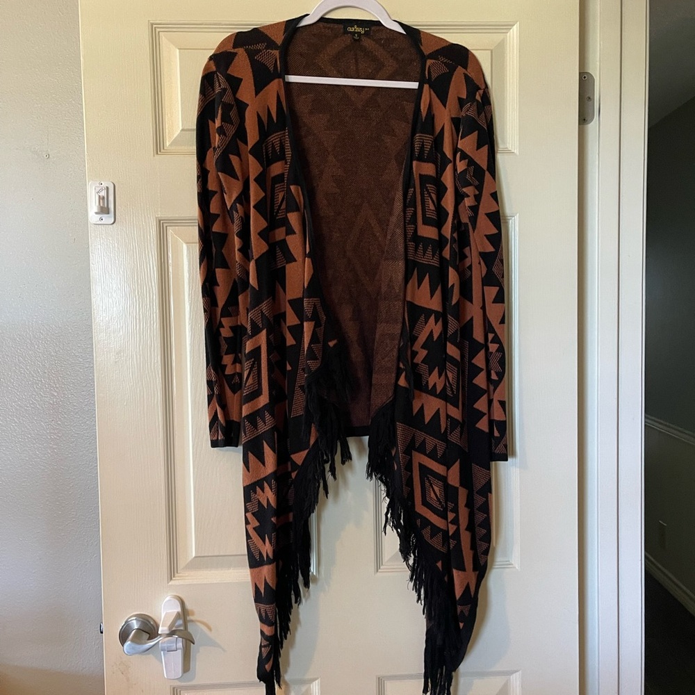 Aztec Patterned Brown and Black Sweater